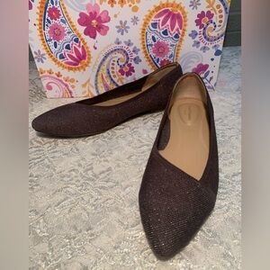 Hush Puppies Women's Flats Size 10W Brown/Metallic  EUC